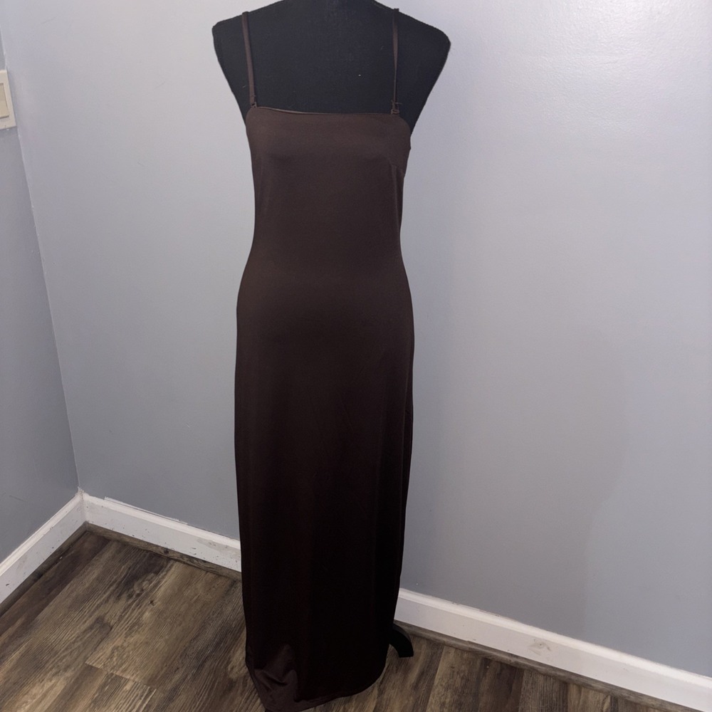 Thirty Thirty Brown Maxi Slip Dress Women's Medium Evening Cocktail Party
